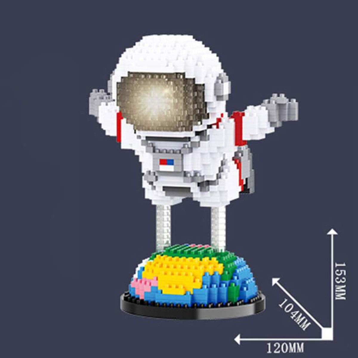Floating Astronaut – Balody 18361 micro block set – assembled model with dimensions