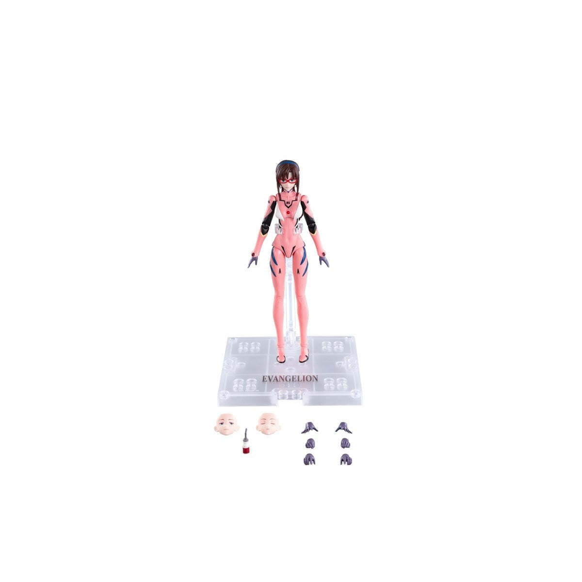 Mari Makinami Illustrious with Entry Plug Interior – Blokees Evangelion Fantastics Series EX-02 – Mari figure on display stand with replacement faces and hands
