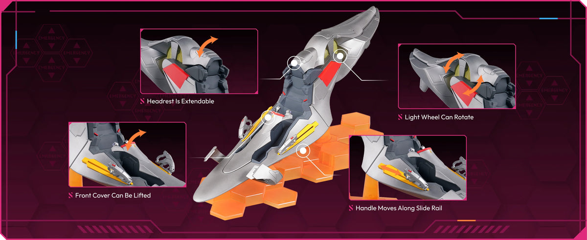 Mari Makinami Illustrious with Entry Plug Interior – Blokees Evangelion Fantastics Series EX-02 – Movable Design feature graphic: headrest, light wheel, front cover and handle slide rail
