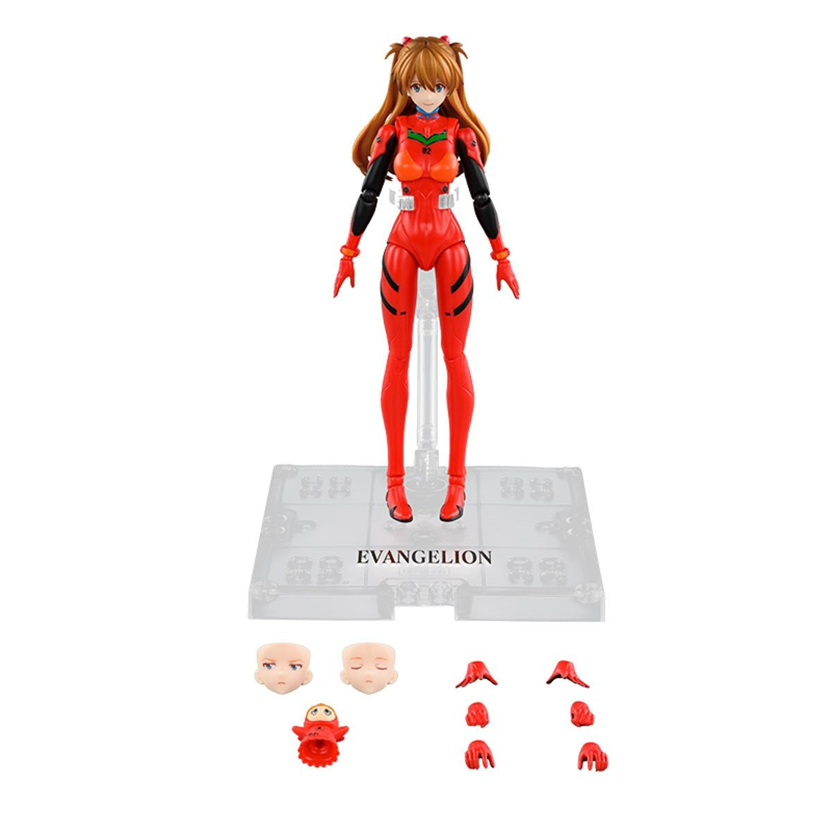 Asuka Shikinami Langley with Entry Plug Interior – Blokees Evangelion Fantastics Series EX-03 – Asuka figure on display stand with replacement faces and hands
