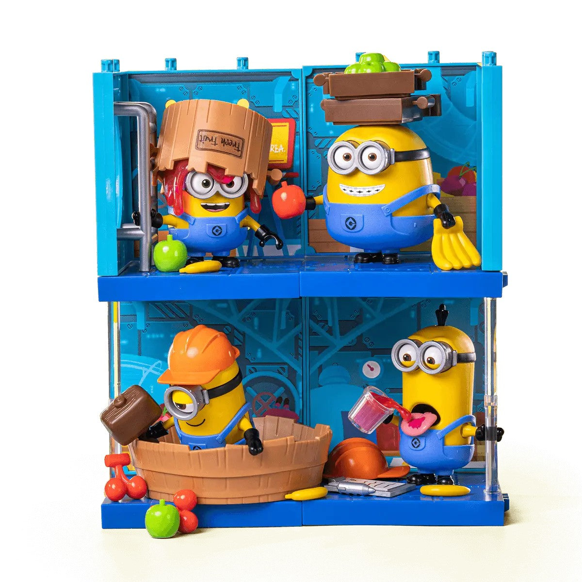 Bob (The Fruit Keeper) – Blokees Minions preCOOL Jelly Factory – all four Jelly Factory characters with their connected scene panels