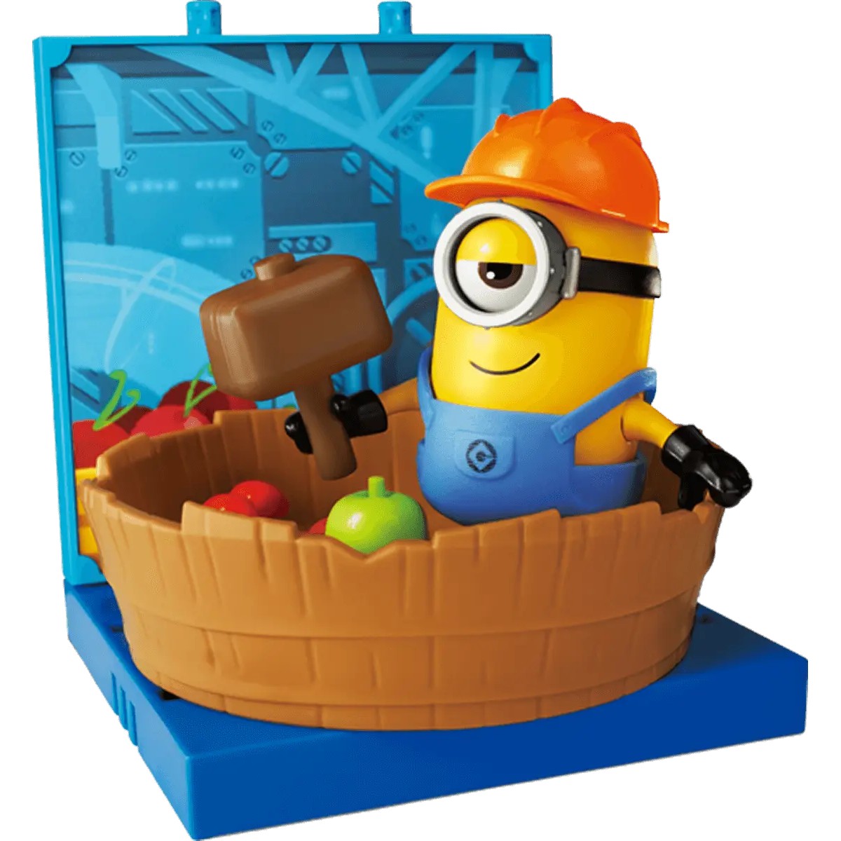 Stuart (The Jelly Maker) – Blokees Minions preCOOL Jelly Factory – figure with scene panel, hammer and fruit bowl