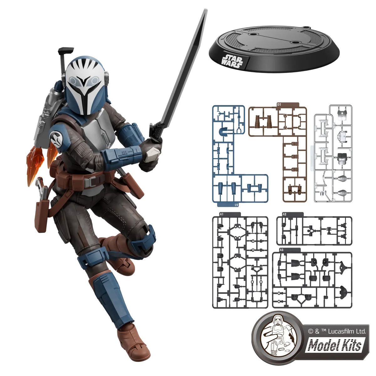 Bo-Katan Kryze – Blokees Star Wars Champion Class 06 – assembled model with sword, runners and display stand