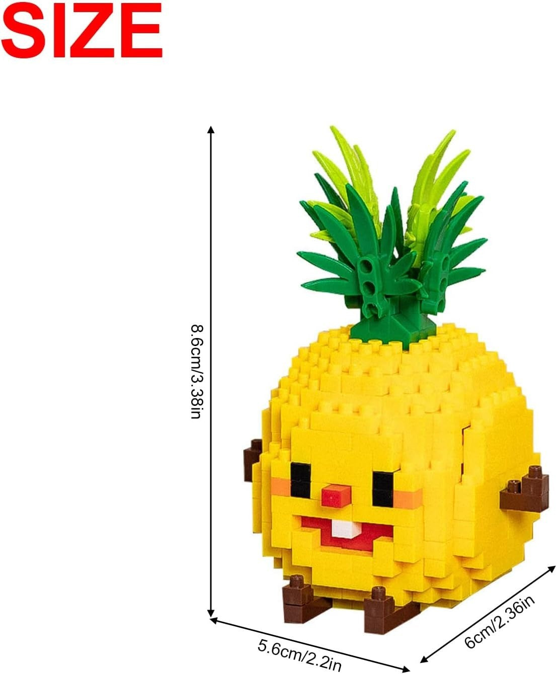 Pineapple – CLC 8923 micro block set – assembled model with dimensions