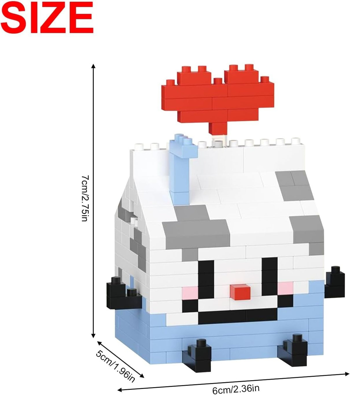 Milk – CLC 8927 micro block set – assembled model with dimensions