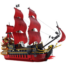 Queen Anne's Revenge Pirate Ship – DK 6002 building set – assembled pirate ship with red sails