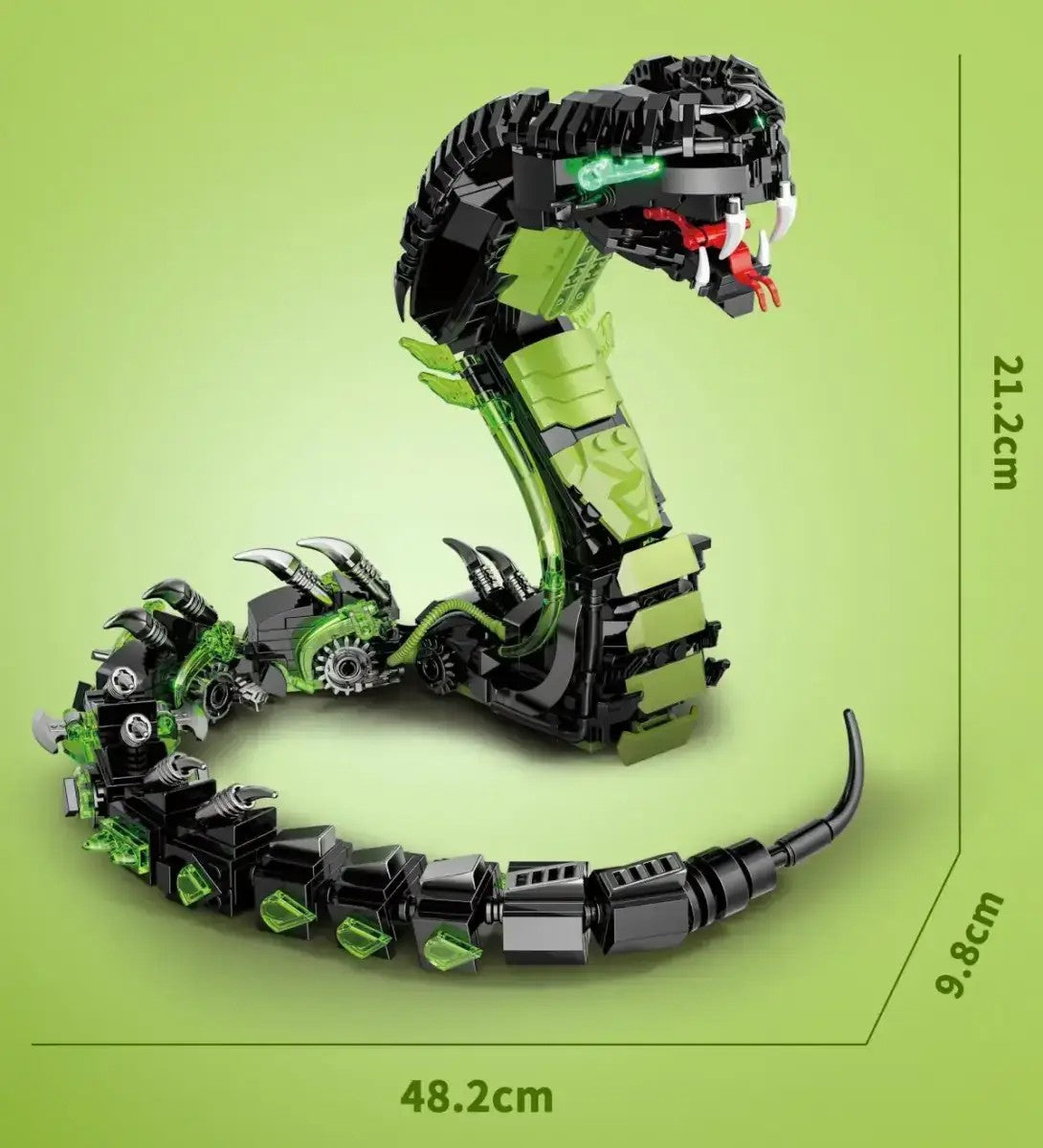 Mechanical Spectacled Cobra – DK 7052 building set – dimension drawing