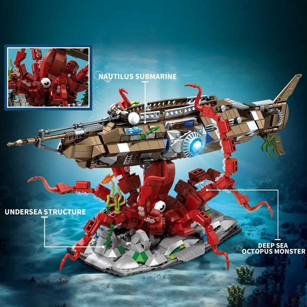 Nautilus Submarine – DK 7078 building set – details of the submarine and octopus