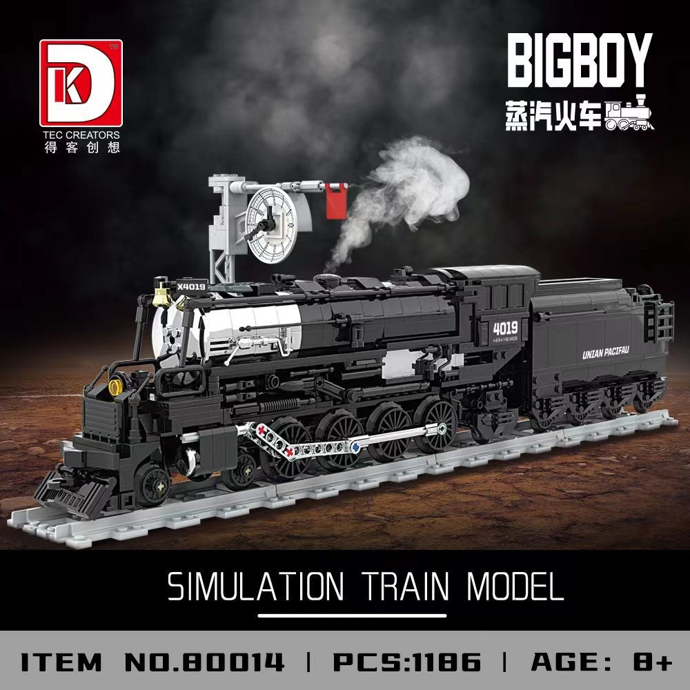 Big Boy Steam Locomotive – DK 80014 building set – assembled model on a dark background