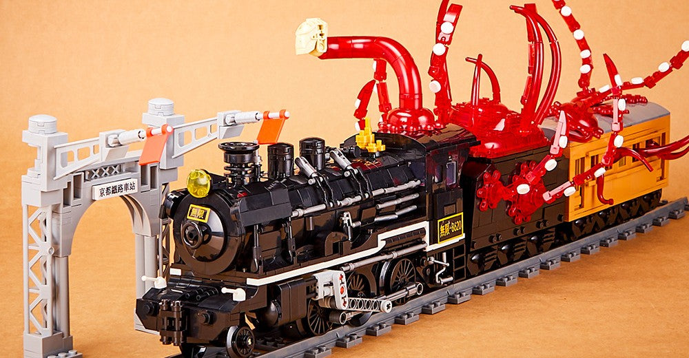 Unlimited Steam Train – DK 80017 building set – assembled train in the switch form with gantry