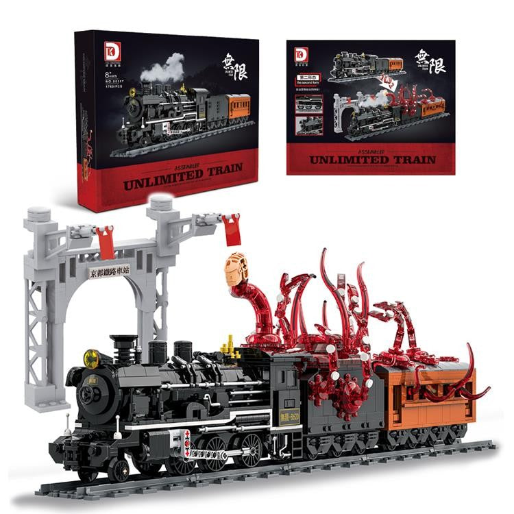 Unlimited Steam Train – DK 80017 building set – assembled model next to the retail box