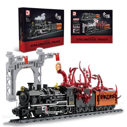 Unlimited Steam Train – DK 80017 building set – assembled model next to the retail box