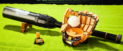 Baseball Bat, Glove & Ball – DK 80021 building set – assembled set on a green background