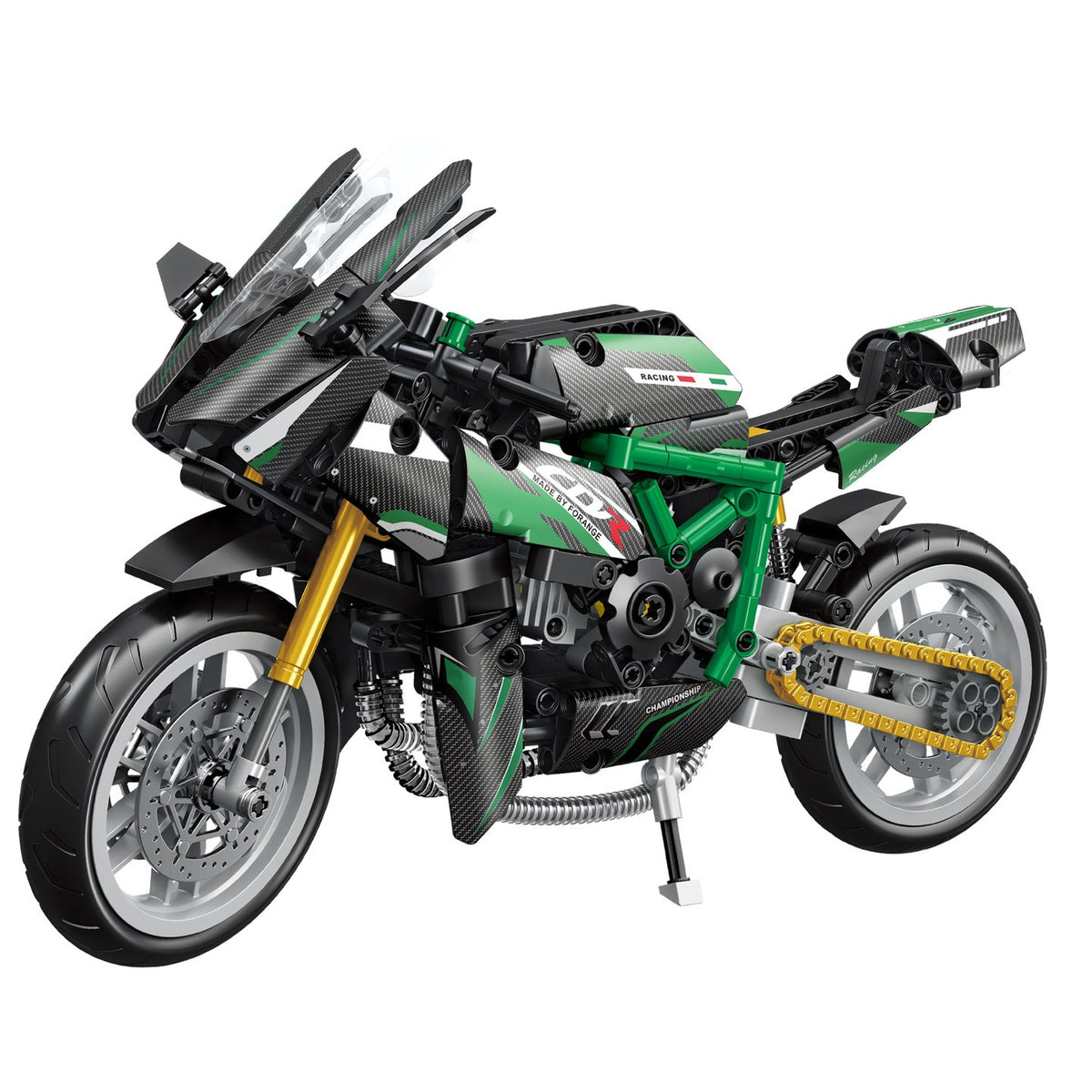 Green Sport Motorcycle – Forange FC9304 building set – assembled green sport motorcycle