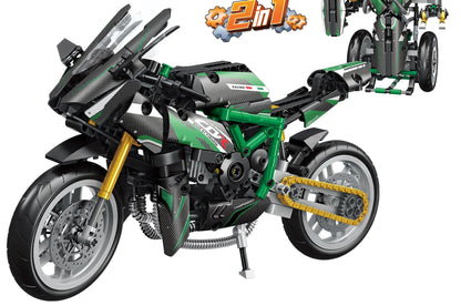 Green Sport Motorcycle – Forange FC9304 building set – motorcycle, robot build and retail box