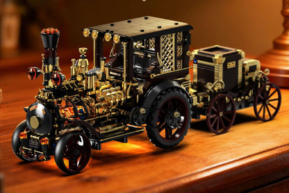Vintage Steam Car – Huiji H1003 building set – assembled steam car with trailer