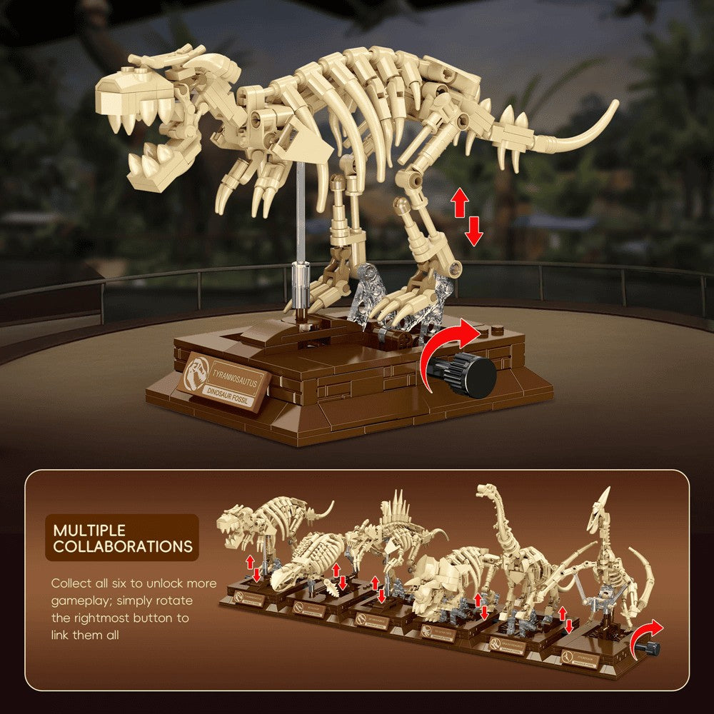 T-Rex Skeleton – JIESTAR 57035 building set – skeleton displayed with the turning knob on the base