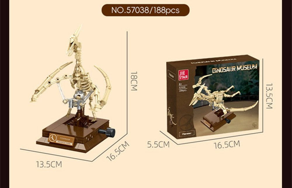 Pterosaur Skeleton – JIESTAR 57038 building set – assembled size and the retail box