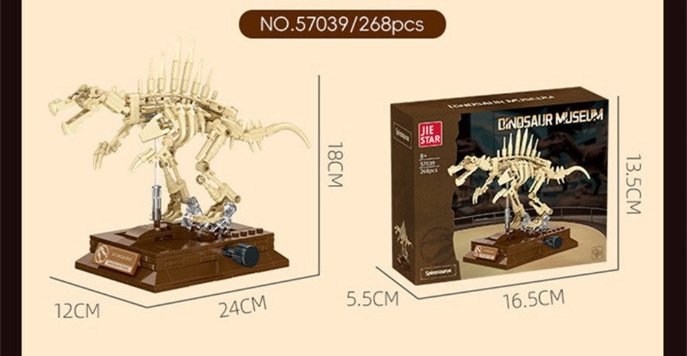 Spinosaurus Skeleton – JIESTAR 57039 building set – assembled size and the retail box