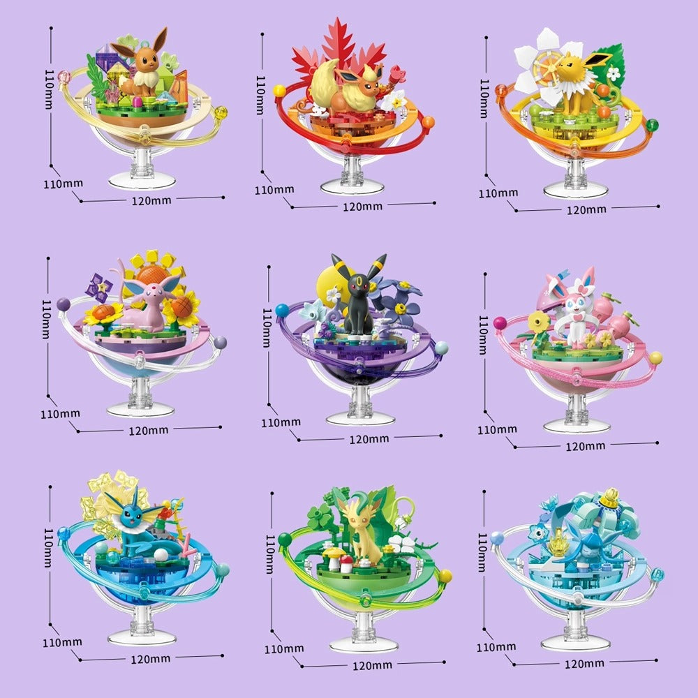 Keeppley Eevee Family Planet series size chart (approx. 12 × 11 cm each) – series overview, other models sold separately