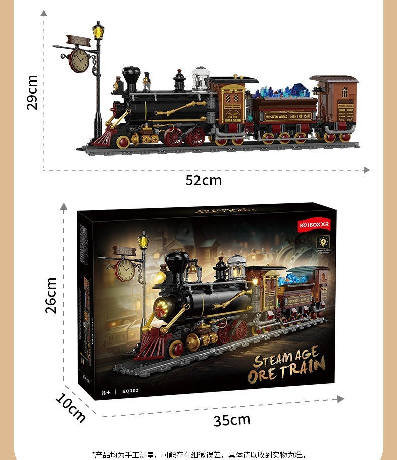 Steam Age Ore Train – Kqiboxxr KQ302 building set – model and box dimensions