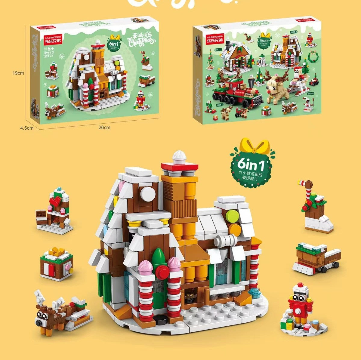 Christmas Gingerbread House – LELE BROTHER 8967-3 building set – two boxes and the combined builds