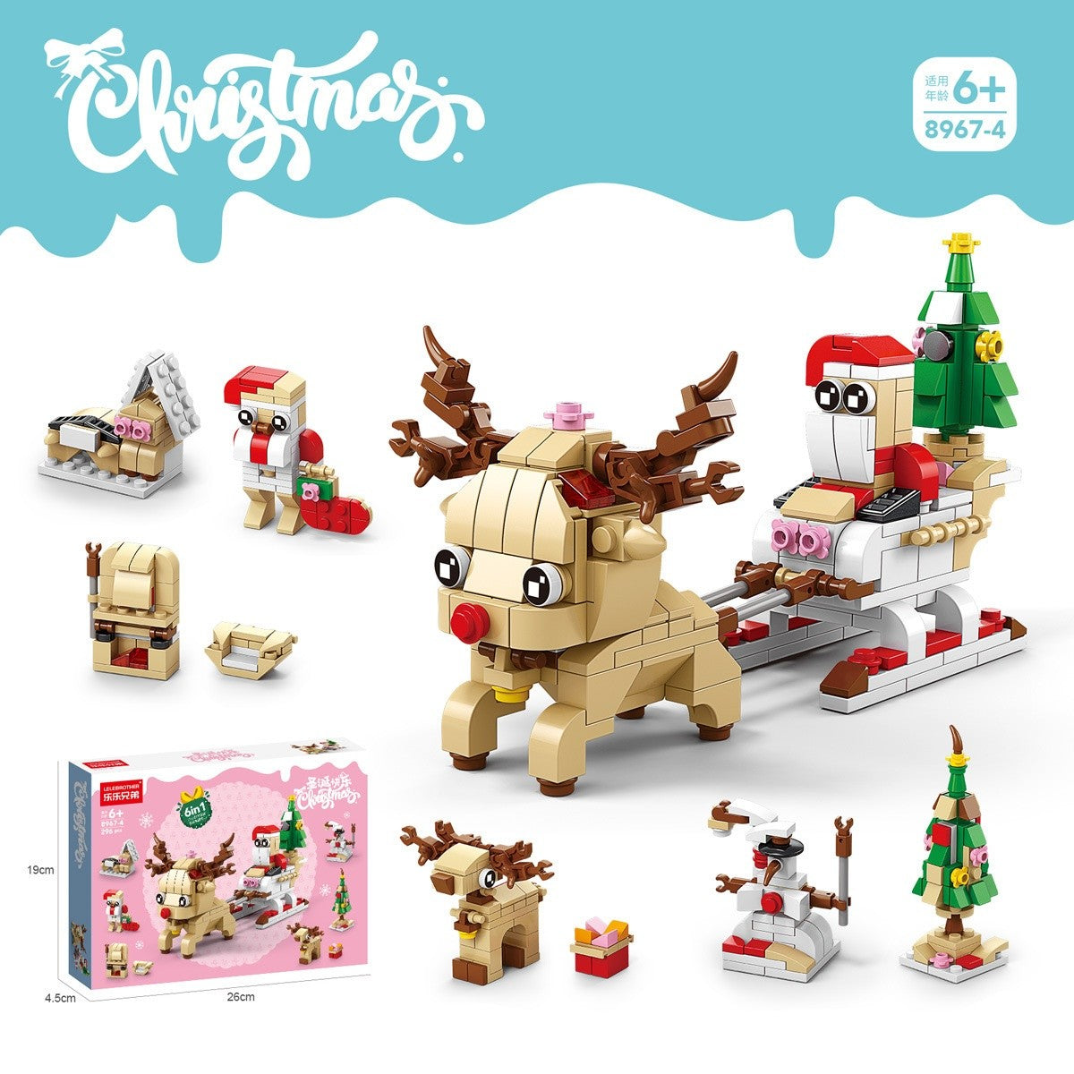 Christmas Reindeer – LELE BROTHER 8967-4 building set – main model, small builds and box