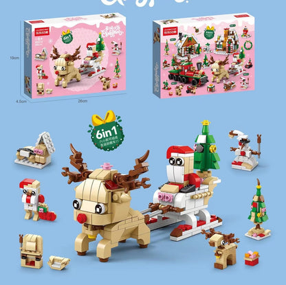 Christmas Reindeer – LELE BROTHER 8967-4 building set – two boxes and the combined builds