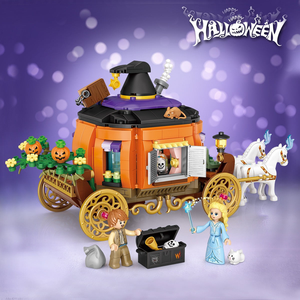 Halloween Pumpkin Carriage – LOZ 1134 building set – carriage in a Halloween setting