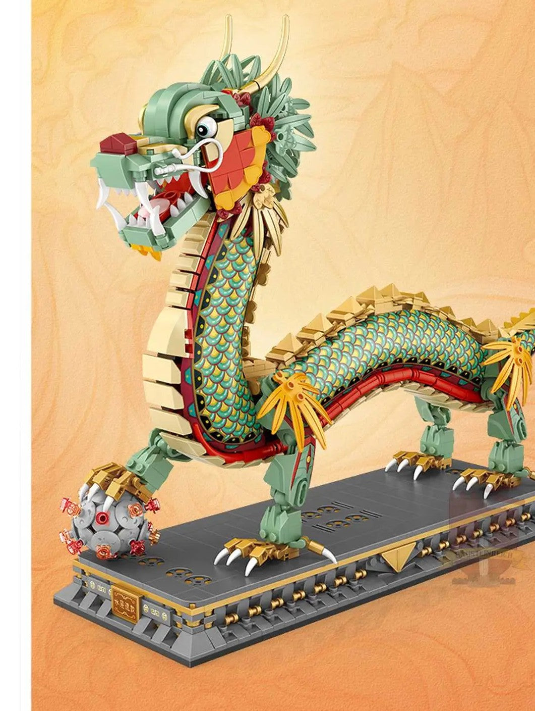 Chinese Dragon – LOZ 1928 mini block set – assembled dragon chasing the pearl