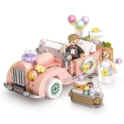Pink Vintage Wedding Car – LOZ 4210 mini block set – assembled pink vintage car