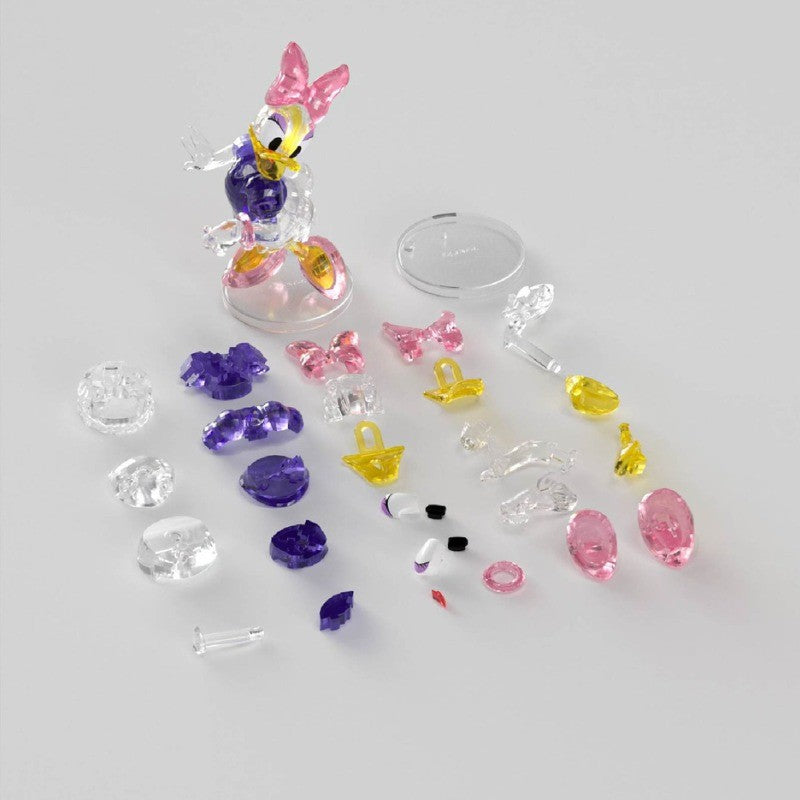 Daisy Duck – MGL Toys Disney crystal building block figure – transparent parts and clear display base laid out