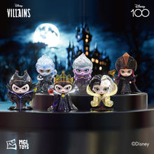 MGL Toys Disney 100 Villains blind box series – lineup of Maleficent, Hades, Evil Queen, Ursula, Cruella de Vil and Jafar