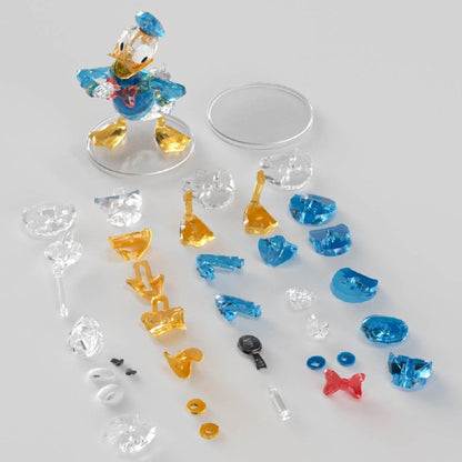 Donald Duck – MGL Toys Disney crystal building block figure – transparent parts and clear display base laid out
