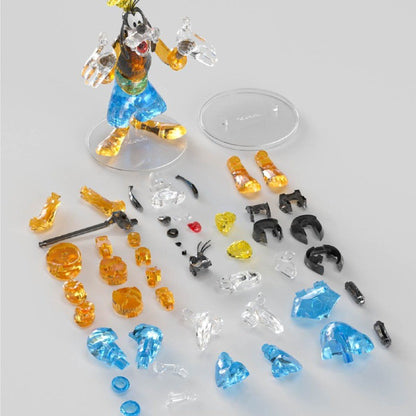 Goofy – MGL Toys Disney crystal building block figure – transparent parts and clear display base laid out