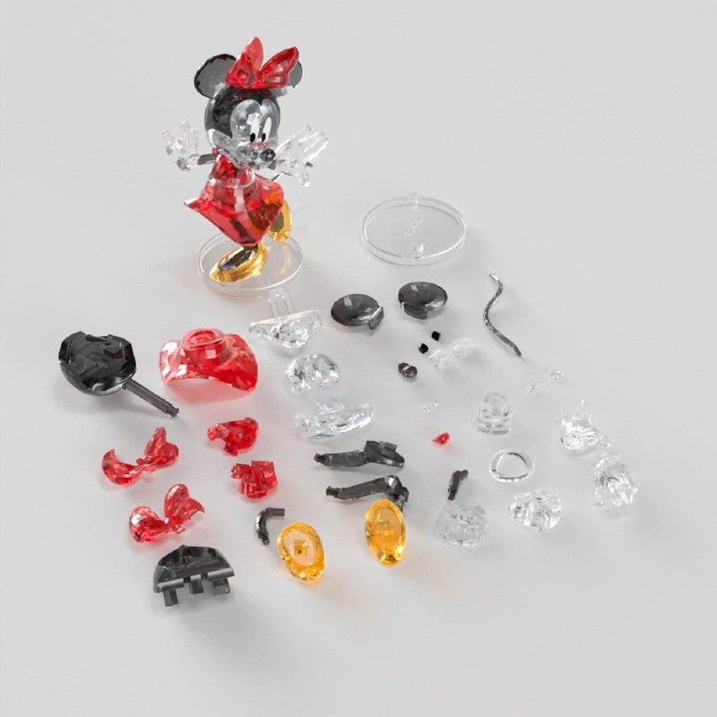 Minnie Mouse – MGL Toys Disney crystal building block figure – transparent parts and clear display base laid out