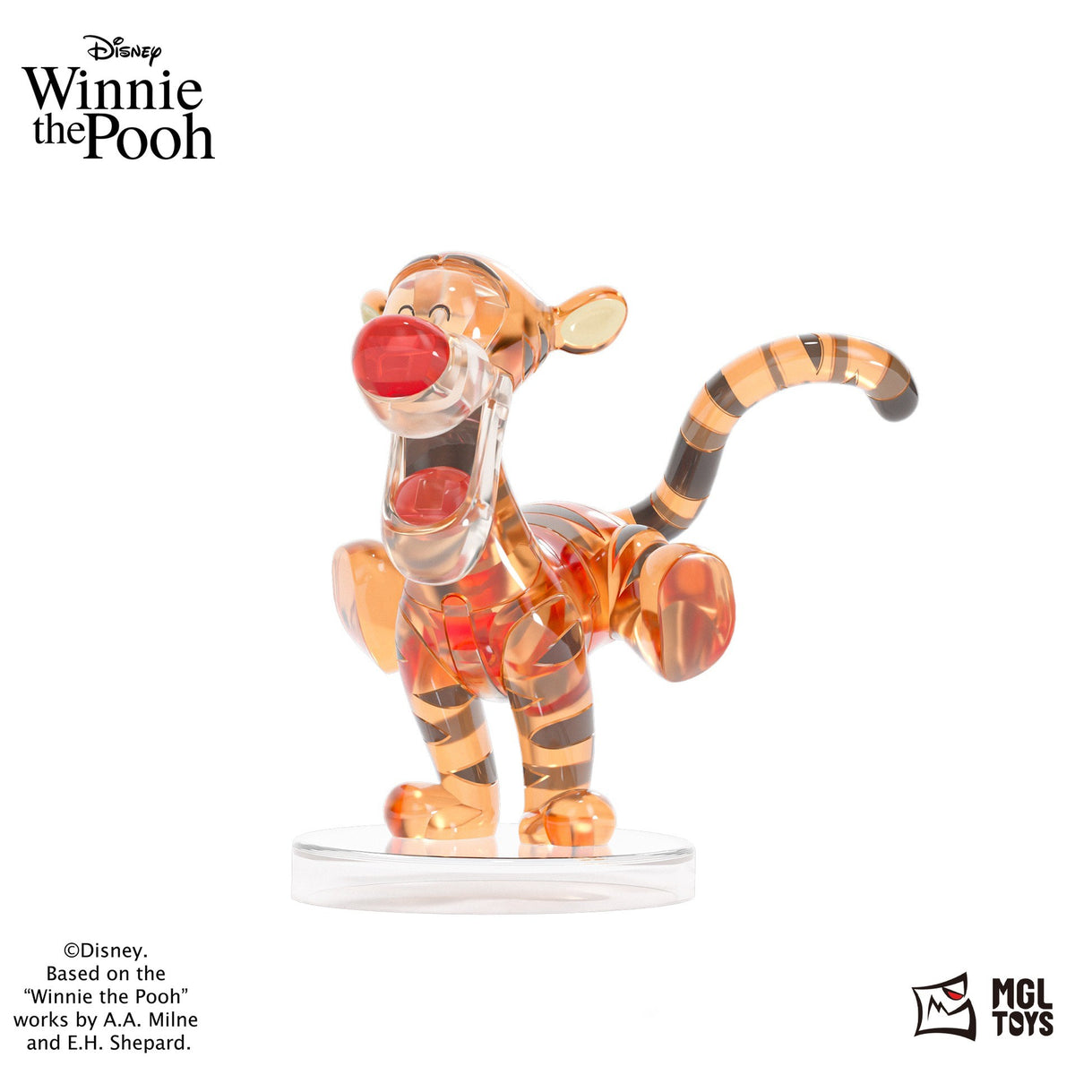Tigger – MGL Toys Disney crystal building block figure – assembled Tigger on a clear round display base