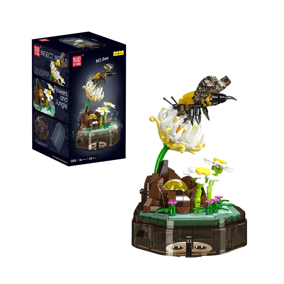Bee Music Box – Mould King 10104 building set – assembled music box next to its retail box