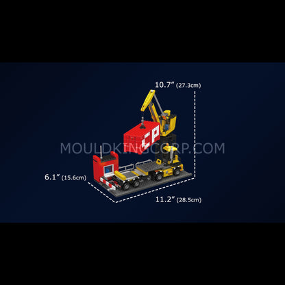 Mould King 12027S SD40-2 Diesel Locomotive with Crane – dimensions and track layout