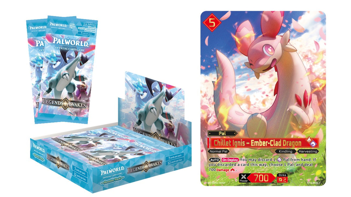 Legends Awaken – Palworld OFFICIAL CARD GAME BP02 – booster box, booster packs and Chillet Ignis card