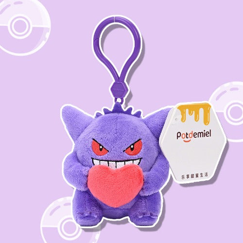 Gengar – Potdemiel Pokémon heart plush keychain – with hang tag