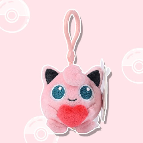 Jigglypuff – Potdemiel Pokémon heart plush keychain – styled view