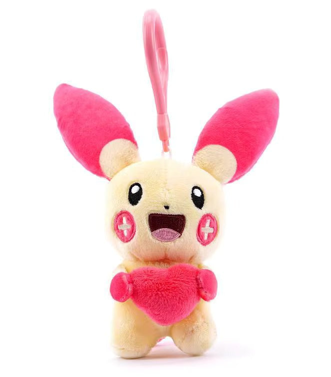 Potdemiel Pokémon Plusle Heart plush keychain – front