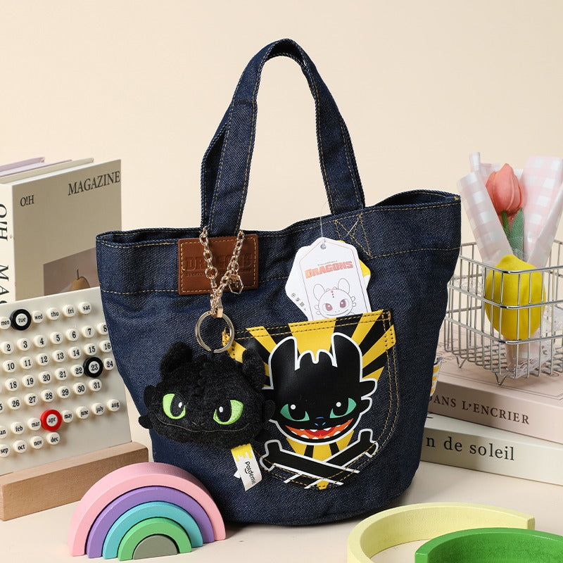 Toothless – Potdemiel How to Train Your Dragon denim handbag – styled view