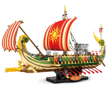 Greek Warship – Reobrix 66102 building set – assembled Greek warship on its stand