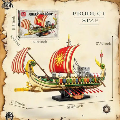 Greek Warship – Reobrix 66102 building set – dimension drawing