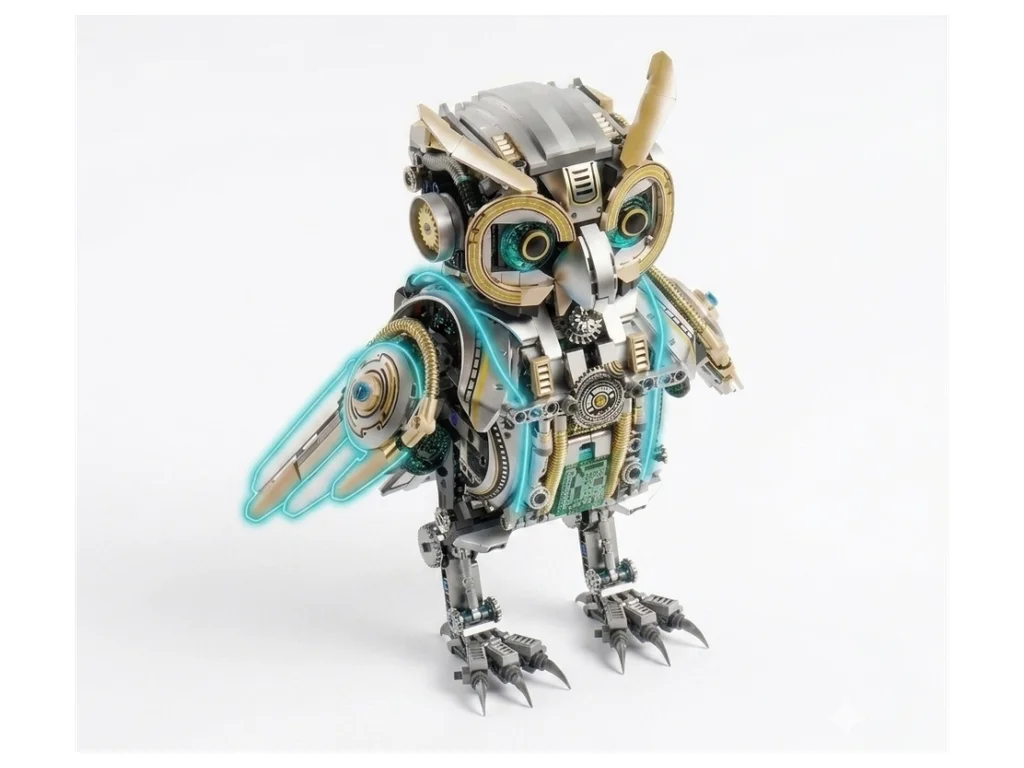 MJI 13094 Mechanical Cyber Owl – 1,296-Piece Motorised Light-Up Building Set