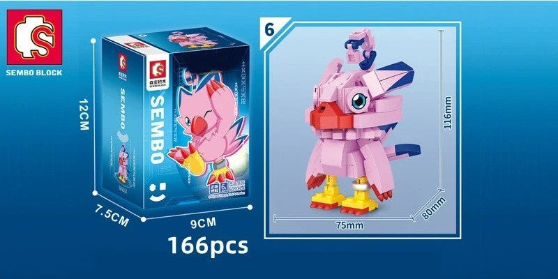 Biyomon – Sembo 609314 building set – box and model with dimensions