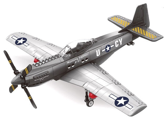 P-51 Mustang – WANGE 4006 building set – assembled model from above