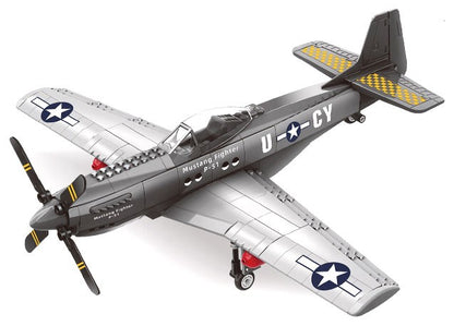P-51 Mustang – WANGE 4006 building set – assembled model from above